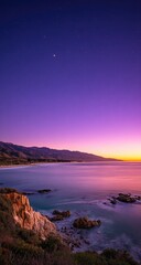 Obraz premium Coastal sunset, blurred view, dramatic colors