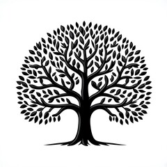 Obraz premium Black stylized tree with dense foliage and spreading branches image