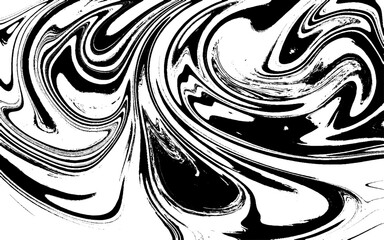 Fototapeta premium Abstract monochrome liquid background. Black and white wavy marble texture. 