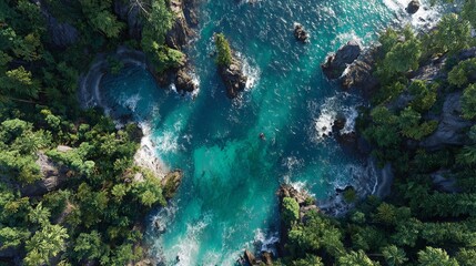 Stunning Aerial View of a Tropical Cove