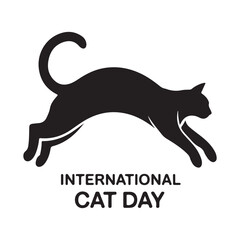 Black cat jumping in midair for international cat day