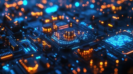 Fototapeta premium Glowing AI-infused traffic control panel mapping future city logistics 