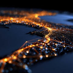 Global network map, glowing connections