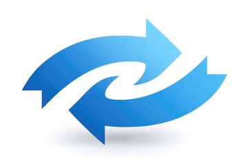 Two intertwined, stylized, blue arrows