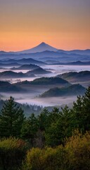 Misty mountain sunrise vista