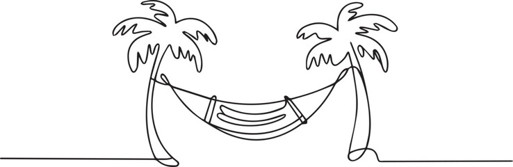  hammock between two palm trees.