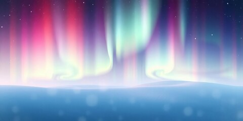 Dreamy aurora watercolor winter background with soft gradients and frosty feel, holiday, sky