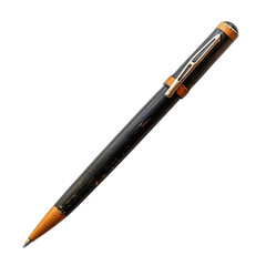 Naklejka premium Vintage black and orange ballpoint pen. A black pen with orange accents on the cap and barrel. Distressed finish