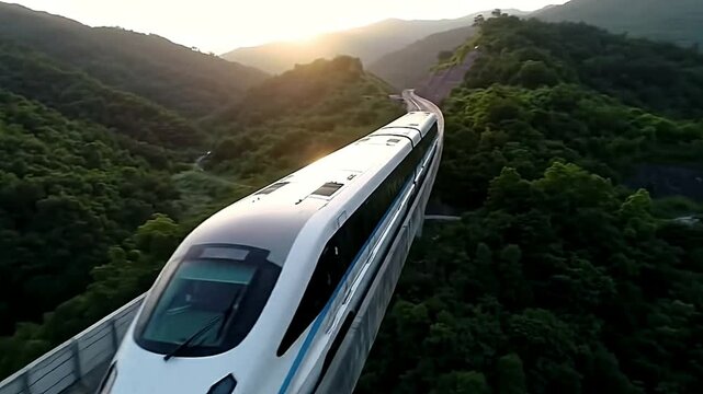  Sustainable Transit: High-Speed Train on a Green-Covered Eco-Viaduct