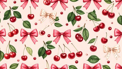 Cute cherry pattern with bows