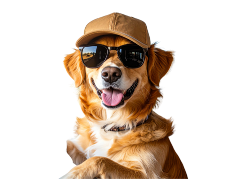  Generative AI Illustration of Dog as Trucker Driver Sitting in Truck Cab, isolated on transparent background PNG