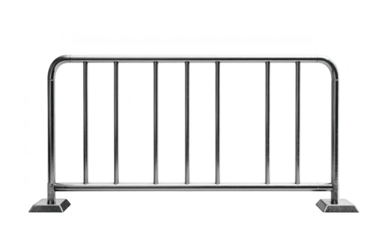 Metal crowd control barrier isolated on a transparent background