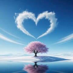 A Symbol of Love Embraces the Sky Above a Serene Landscape