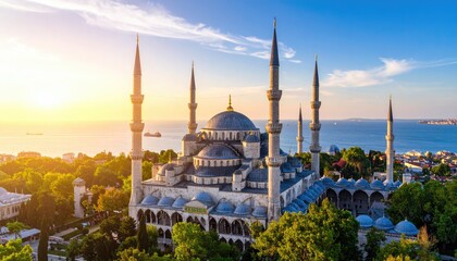 Obraz premium Stunning mosque at sunset over the city