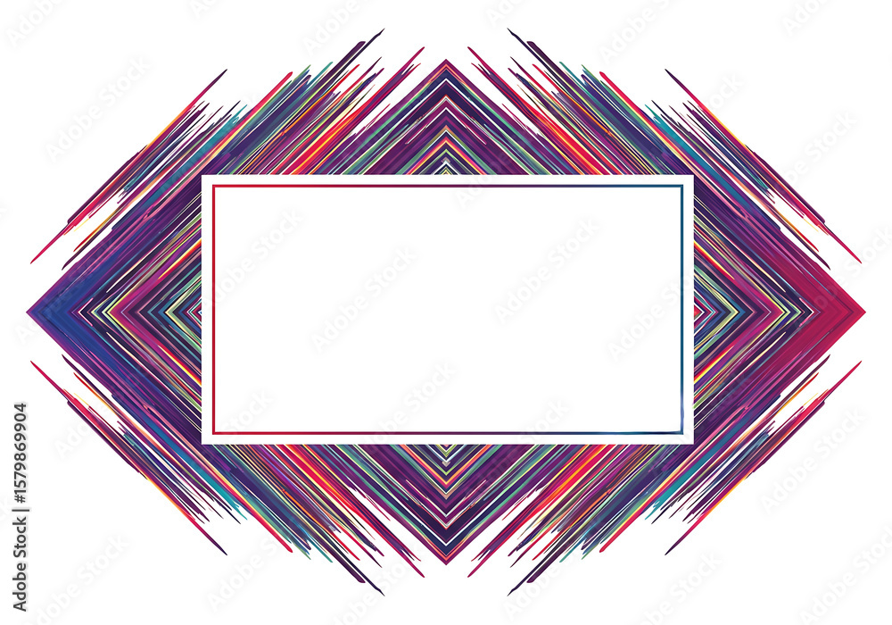 Poster Abstract frame with colorful lines radiating outward and a white rectangular space in the center