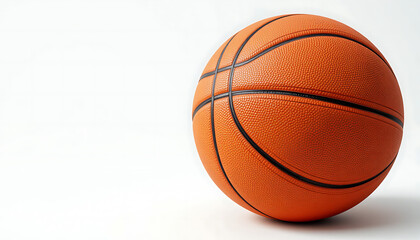 Obraz premium An orange basketball with black lines sits against a clean, white background, casting a soft shadow.