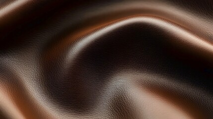 Photo of dark brown leather texture with subtle sheen and flowing folds