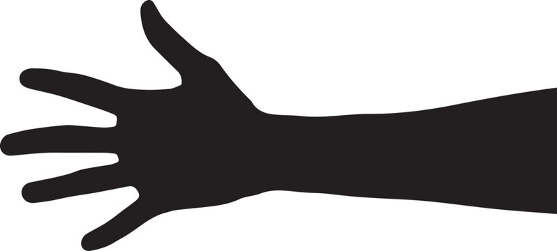 Vector art of silhouette of an open hand with fingers spread isolated on transparent background