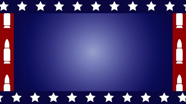Patriotic american flag animation background with military elements.
