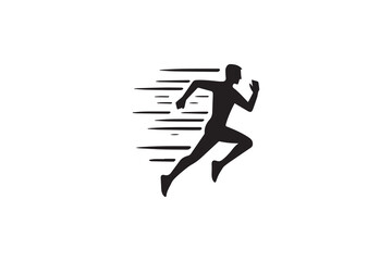 Dynamic Runner in Motion Black Silhouette Against White Background for Sport and Fitness Concepts silhouette