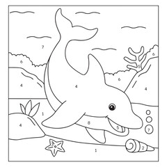 Sea Creature Coloring by Number – Black and White Kids Activity Sheet