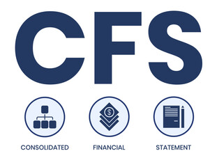 CFS - Consolidated Financial Statement acronym. business concept background. vector illustration concept with keywords and icons. lettering illustration with icons for web banner, flyer	