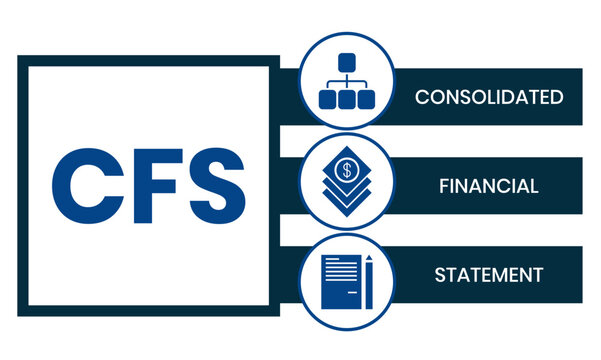 CFS - Consolidated Financial Statement acronym. business concept background. vector illustration concept with keywords and icons. lettering illustration with icons for web banner, flyer	