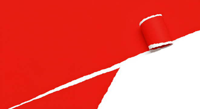 Bright Red Paper with Torn Edge Revealing Black Background Ideal for Graphic Design and Creative Projects High Resolution