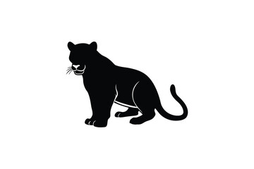 Obraz premium Elegant Black Panther Illustration Featuring a Sleek Design and Striking Silhouette on a White Background silhouette