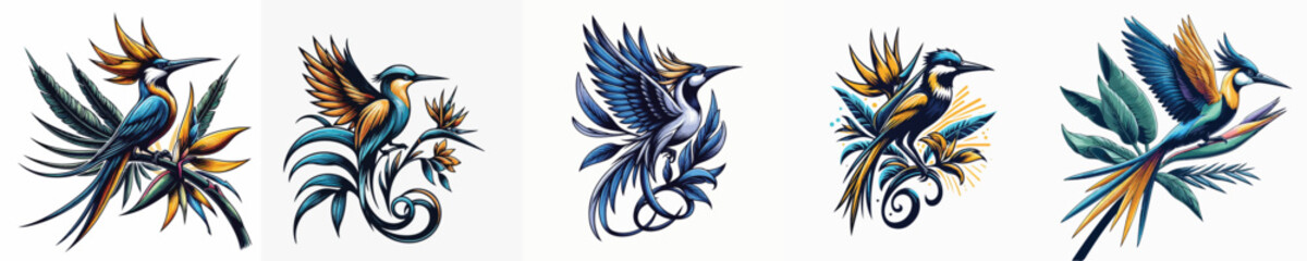 vector image of a bird of paradise on a white background