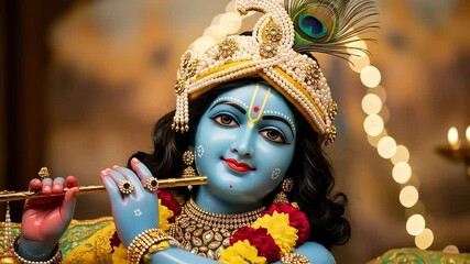 Krishnas flute janmashtami celebration in art a vibrant depiction of divine music tradition and faith