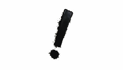 Symbol An exclamation mark crafted from black paint, styled in a splattered design, shown in angled perspective on pure white background (4)