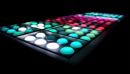 LED wall panel with color-changing blobs of light shifting in a calming pattern.