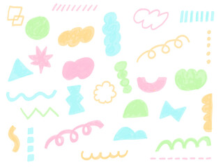 手描きあしらいセット　幾何学模様　カラフル