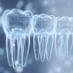 3D rendered teeth, translucent, intricate