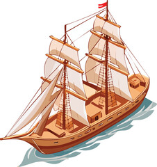 Vintage sailing ship vector, classic art
