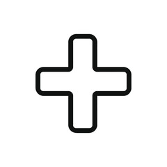 Fototapeta premium Outline Cross Shape with Rounded Corners on Transparent Background Design Element