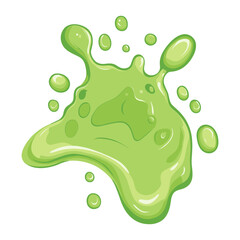 Green slime drop splash cartoon illustration colorful vector