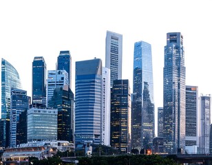 Naklejka premium City skyline at twilight