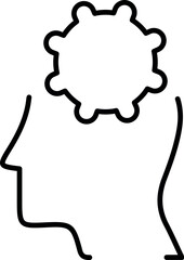 Gear in Head Outline Symbol for Graphic and Web Design, Apps, Adverts, Various Cards