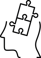 Puzzle in Head Minimalistic Thin Icon for Web and Graphic Design, Apps, Banners, Social Network and Cards