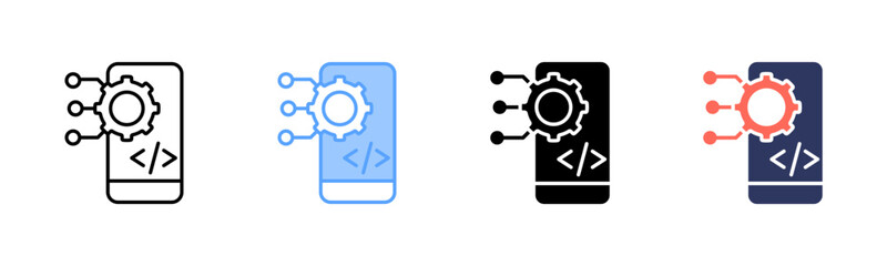 Obraz premium Mobile App Development icon sheet multiple style collection 