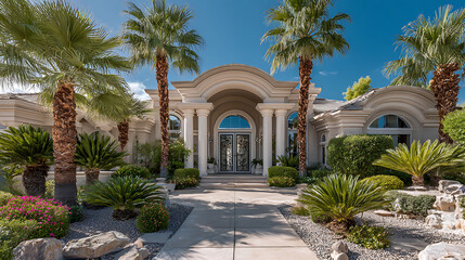 Elegant house facade with refined architectural details, embodying timeless sophistication and welcoming charm