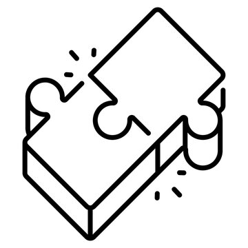 Jigsaw Piece Match Line Icon