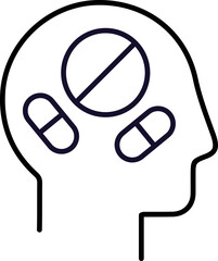 Pills in Head Linear Sign for Graphics, Designs, Books, Adverts, Apps