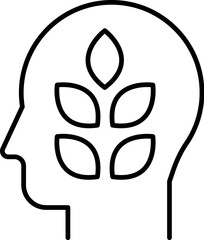 Plant in Head Linear Sign for Graphic Design, Web Sites, Cards, Books, Articles