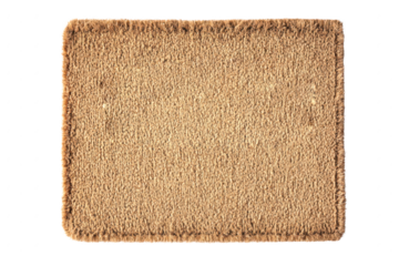 A textured coir doormat isolated on transparent background
