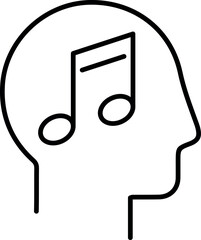 Melody in Head Minimalistic Image Drawn with Thin Line