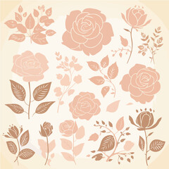 Plant leaves and flower textures, exquisite vector floral patterns.	