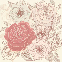 Plant leaves and flower textures, exquisite vector floral patterns.	